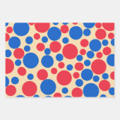 Feuille De Papier Cadeau Points Rouge Et Bleu Sur Tan (Devant 3)
