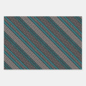 Feuille De Papier Cadeau Points Turquoises noirs Zigzags Motif (Devant)