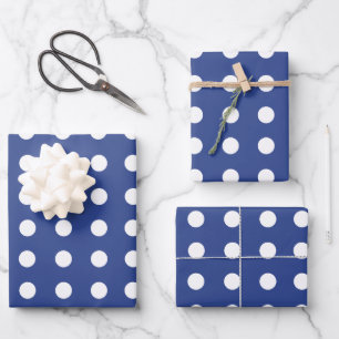 Feuille De Papier Cadeau Pois Bleus Blancs