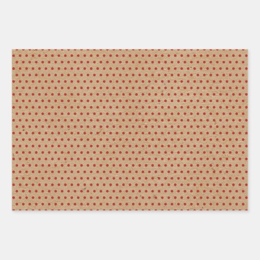 Feuille De Papier Cadeau Pois Chevron Vert Rouge Sur Faux Brown Kraft (Devant 2)