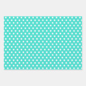 Feuille De Papier Cadeau Pois classique Turquoise Bleu & Blanc (Devant 3)