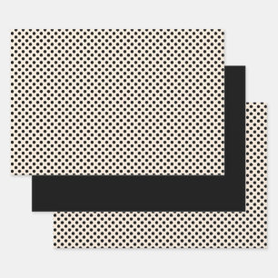 Feuille De Papier Cadeau Pois et noir en solide rétro contemporain