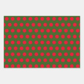 Feuille De Papier Cadeau Pois géométriques rouges et verts de Noël (Devant 3)