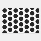 Feuille De Papier Cadeau Pois noirs et blancs Joyeux anniversaire (Devant 3)