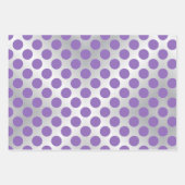 Feuille De Papier Cadeau Pois pourpres et argentés (Devant 2)