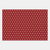 Feuille De Papier Cadeau Pois rouge et or rayures solides (Devant 2)