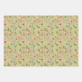 Feuille De Papier Cadeau Pois Sage vert et blanc Fleurs sauvages (Devant 2)