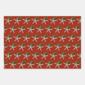 Feuille De Papier Cadeau Poisson blanche à charleterie rouge Noël (Devant 2)