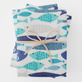 Feuille De Papier Cadeau Poisson bleu (En situation)