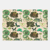 Feuille De Papier Cadeau Poisson et papillon de serpents verts (Devant)