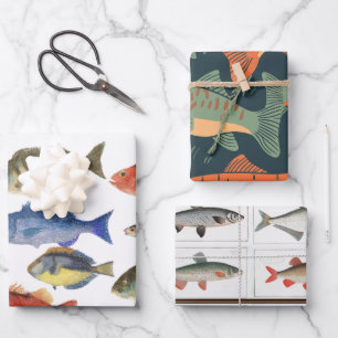 Feuille De Papier Cadeau Poisson fête des pères