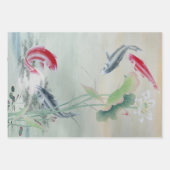 Feuille De Papier Cadeau Poisson Koi, Bambou, Fleur de prune (Devant)