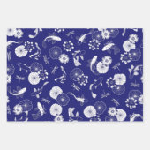 Feuille De Papier Cadeau Poisson koi bleu et blanc dans l'étang Lotus Motif (Devant 2)