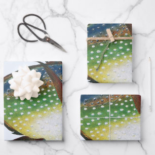 Feuille De Papier Cadeau Poisson Opah tropical, animal aquatique marin Vint