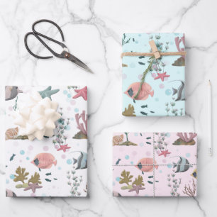 Feuille De Papier Cadeau Poisson Sous La Mer