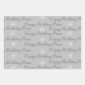 Feuille De Papier Cadeau Poissons Anniversaire Gris/Noir (Devant 3)