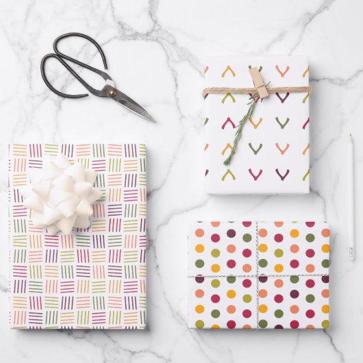Feuille De Papier Cadeau Polka Dots| Wishbones | Weaving lines -  (Recto)