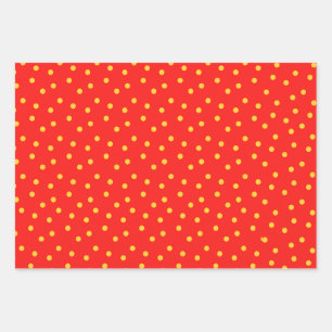 Feuille De Papier Cadeau Polka jaune vert rouge