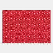 Feuille De Papier Cadeau Polka rouge large point rayé et solide (Devant 2)