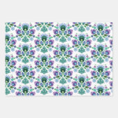 Feuille De Papier Cadeau Polonais Art Fleur Bleu clair (Devant 2)