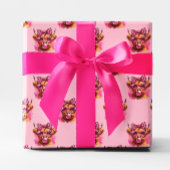 Feuille De Papier Cadeau Pomme à bulle rose gomme Vache Highland Multi