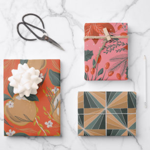 Feuille De Papier Cadeau Pomme Festive Poinsetta Gem Tone