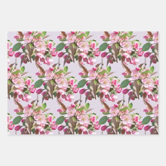 Feuille De Papier Cadeau Pommes fleuries (Devant 2)