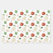 Feuille De Papier Cadeau Pommes rouge vert et jaune (Devant 2)