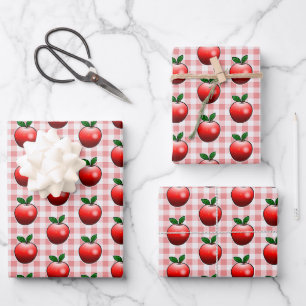 Feuille De Papier Cadeau Pommes rouges
