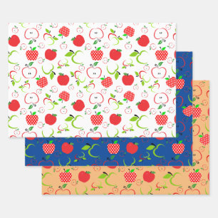 Feuille De Papier Cadeau Pommes rouges et vertes