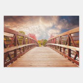 Feuille De Papier Cadeau Pont rustique en bois dans le pays (Devant 2)