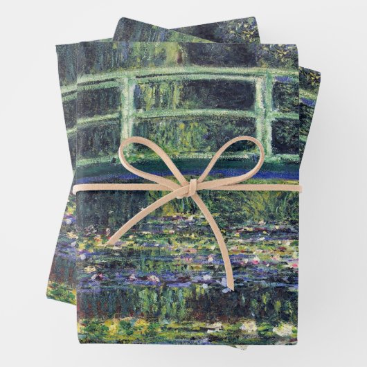 Feuille De Papier Cadeau Pont sur l'étang Nénuphar par Claude Monet (En situation)