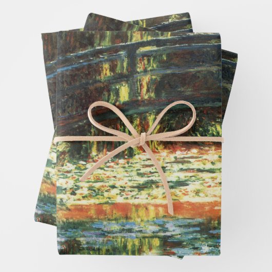 Feuille De Papier Cadeau Pont sur l'étang Nénuphar par Claude Monet (En situation)