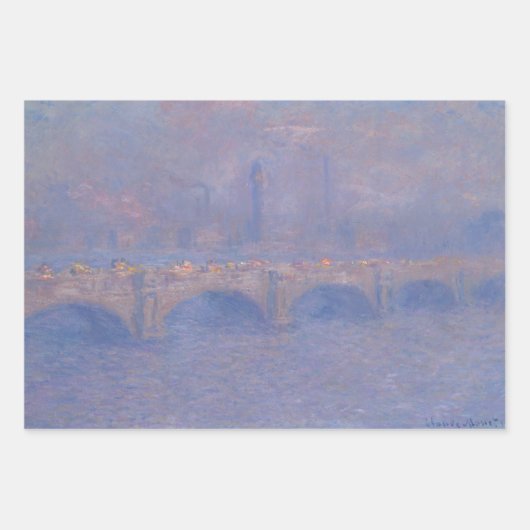 Feuille De Papier Cadeau Pont Waterloo Effet Soleil Monet Peinture (Devant)