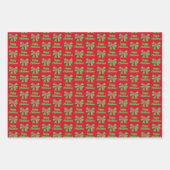 Feuille De Papier Cadeau Poodé mignon chien de Noël et boule verte 3 couleu (Devant)