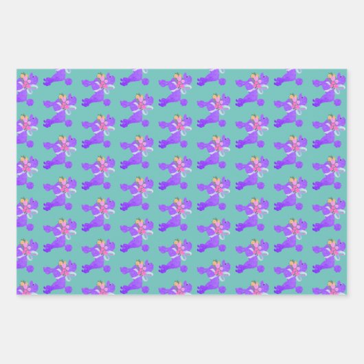 Feuille De Papier Cadeau Poodle pourpre (Devant)