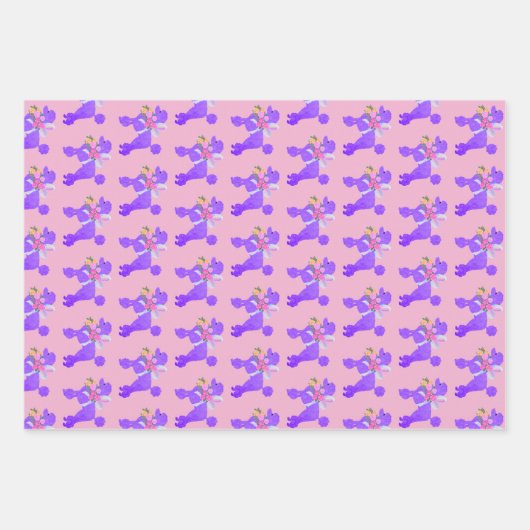 Feuille De Papier Cadeau Poodle pourpre (Devant)