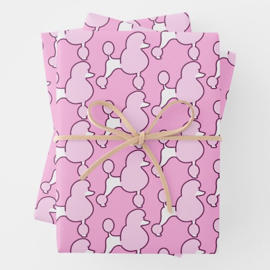 Feuille De Papier Cadeau Poodle rose (En situation)
