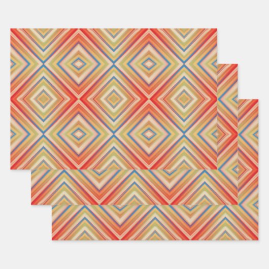Feuille De Papier Cadeau Pop Of Reds Alternative Motif Diamant (Lot)