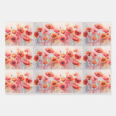 Feuille De Papier Cadeau Poppies rouges dans un Motif d'aquarelle de champ (Devant)