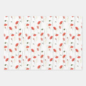 Feuille De Papier Cadeau Poppies rouges et roses (Devant 3)