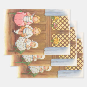 Feuille De Papier Cadeau Porridge Chaude de Pease Rimes pour Enfants Vintag