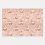 Feuille De Papier Cadeau Porte-bébé rose et jouets (Devant)