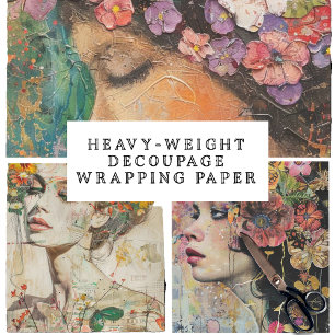 Feuille De Papier Cadeau Portraits colorés Floral, Lourd Poids Découpage