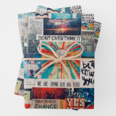 Feuille De Papier Cadeau Positive Vibes Collage Wrapping Paper (En situation)