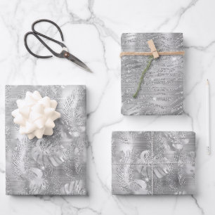 Feuille De Papier Cadeau Poster de animal brillant Silver