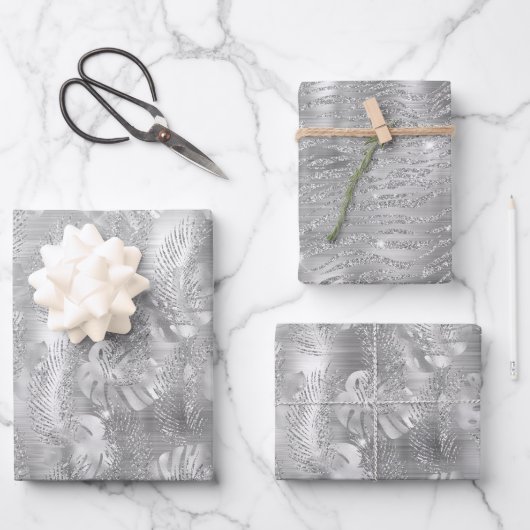 Feuille De Papier Cadeau Poster de animal brillant Silver (Recto)