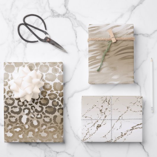 Feuille De Papier Cadeau Poster de animal Gold Glam (Recto)