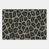 Feuille De Papier Cadeau Poster de animal léopard noir gris vert (Devant 3)