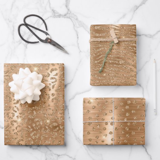 Feuille De Papier Cadeau Poster de animal Leopard Parties scintillant Glam (Recto)